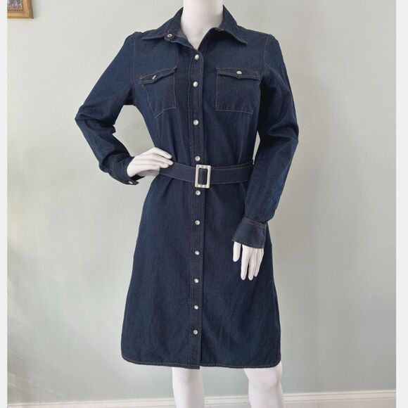 Isaac Mizrahi for Target Blue Dark Wash Denim Jean Dress Western Style size M - Picture 1 of 8